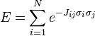 \ E = \sum_{i=1}^N e^{- J_{ij} \sigma_i \sigma_j} 