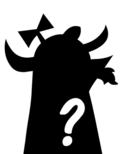 a silhouette of Homestar with goat horns and a goatee